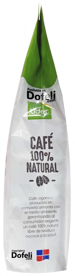 Dominican ground coffee Líder USDA Organic from Jarabacoa with medium grind.